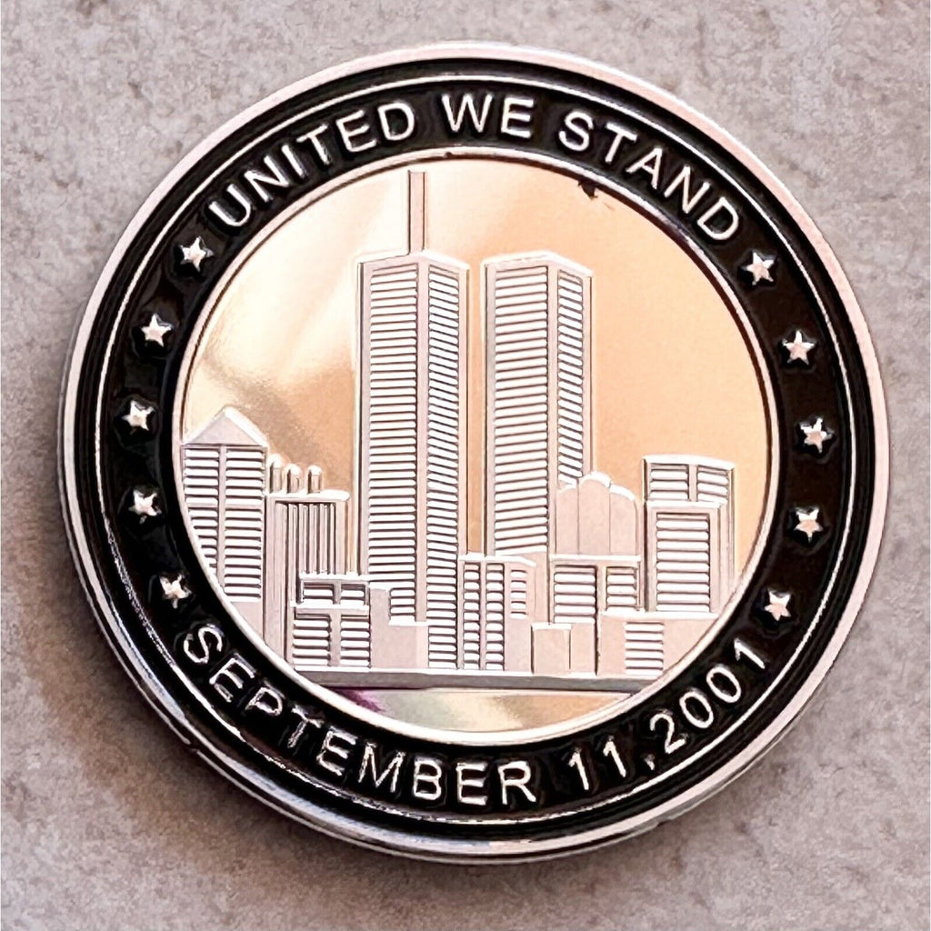 With Liberty & Justice for All United We Stand Sept 11 2001 911 Silver Coin USA
