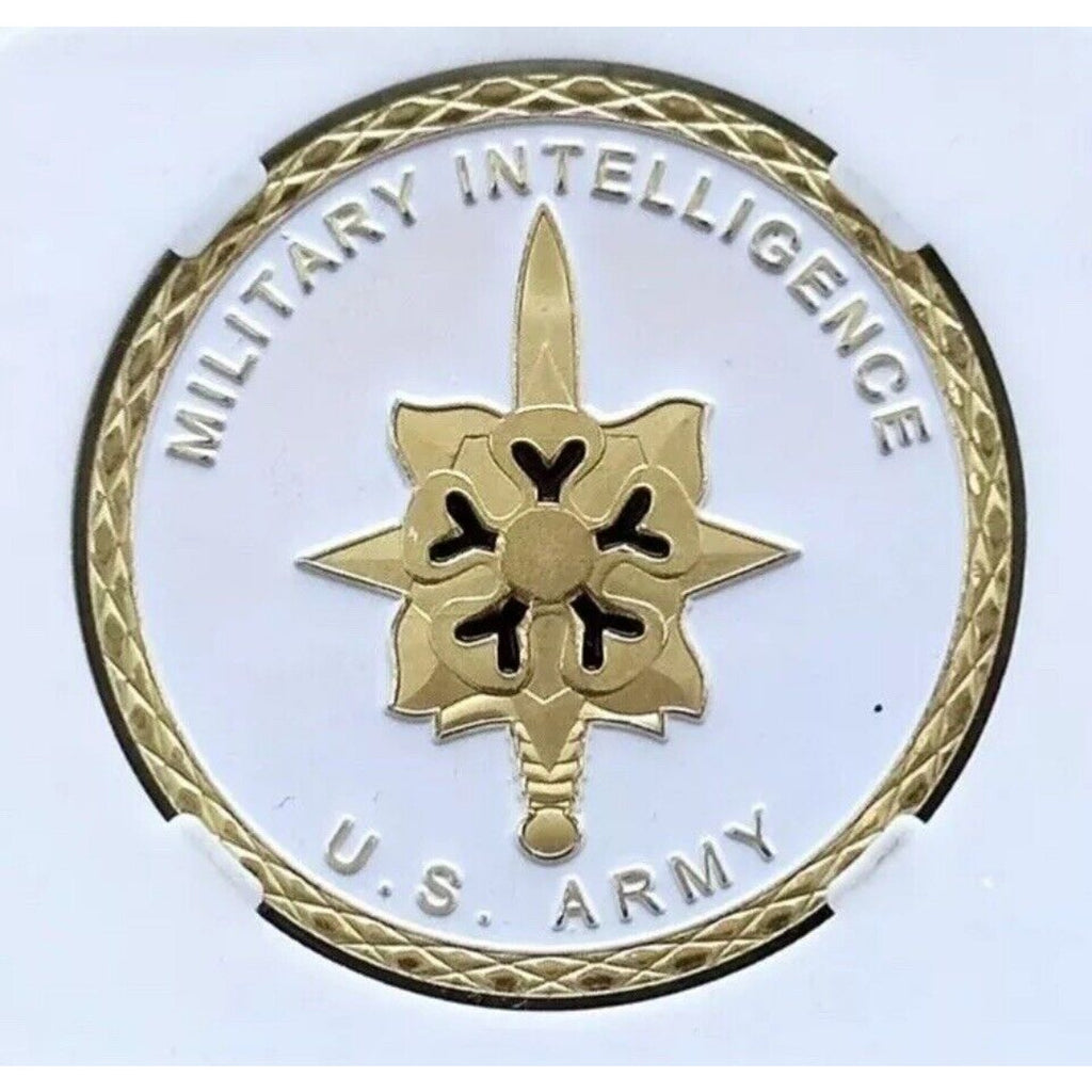 Army MI Military Intelligence Officer Agent Badge Credential coin holder wallet