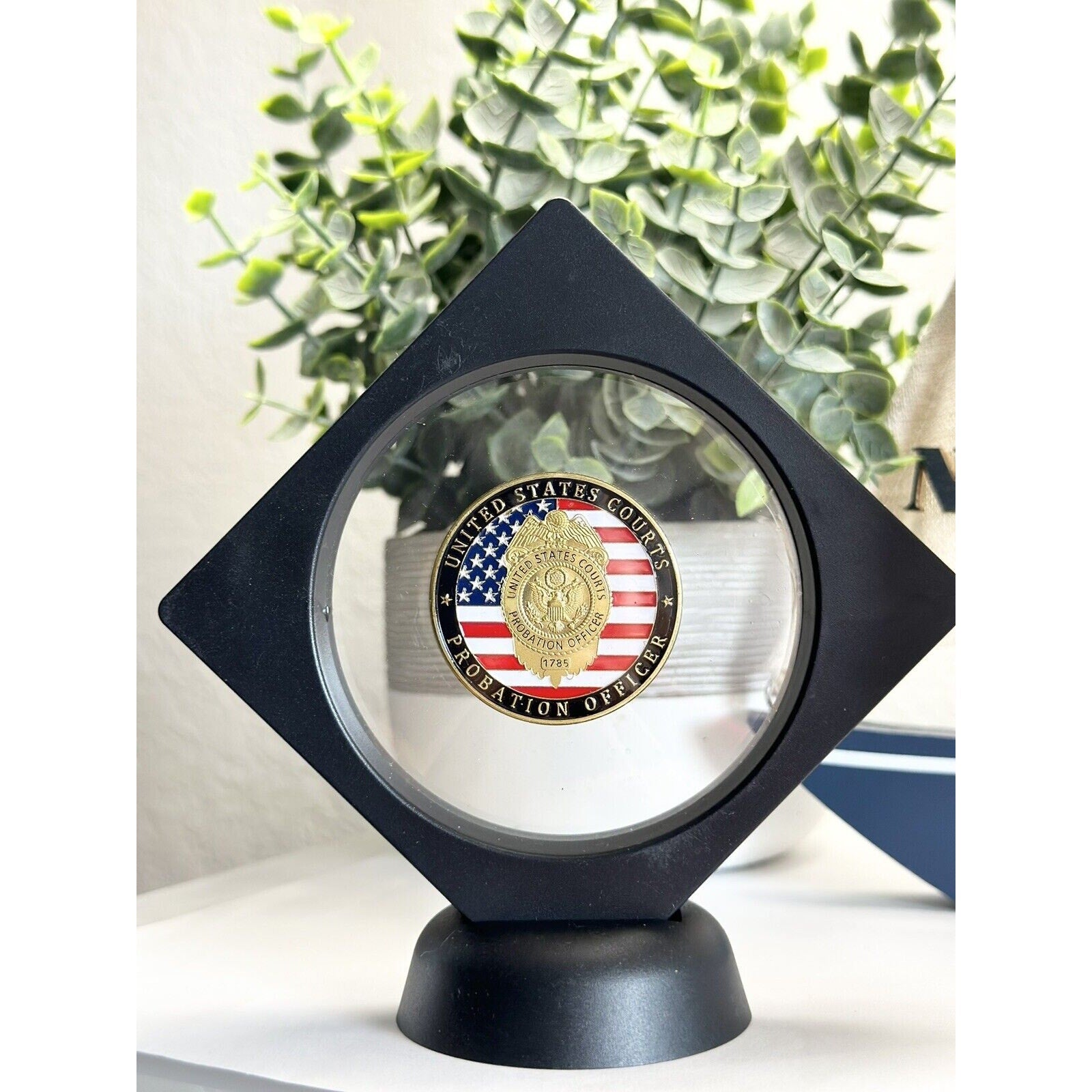 United States PROBATION OFFICER US Courts System Challenge Coin W/ Display Case