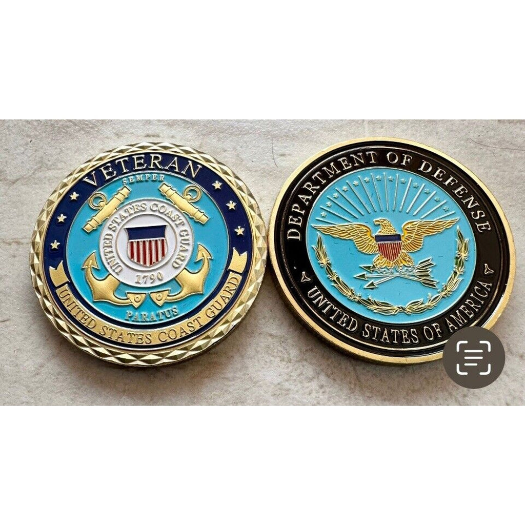 United States Coast Guard Veteran USCG DoD Department Of Defense Seal Logo Coin