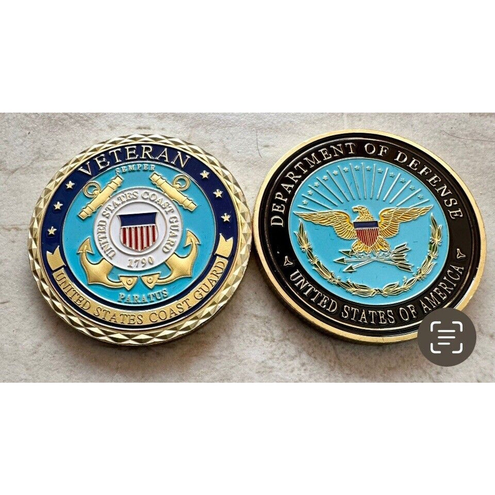 United States Coast Guard Veteran USCG DoD Department Of Defense Seal Logo Coin