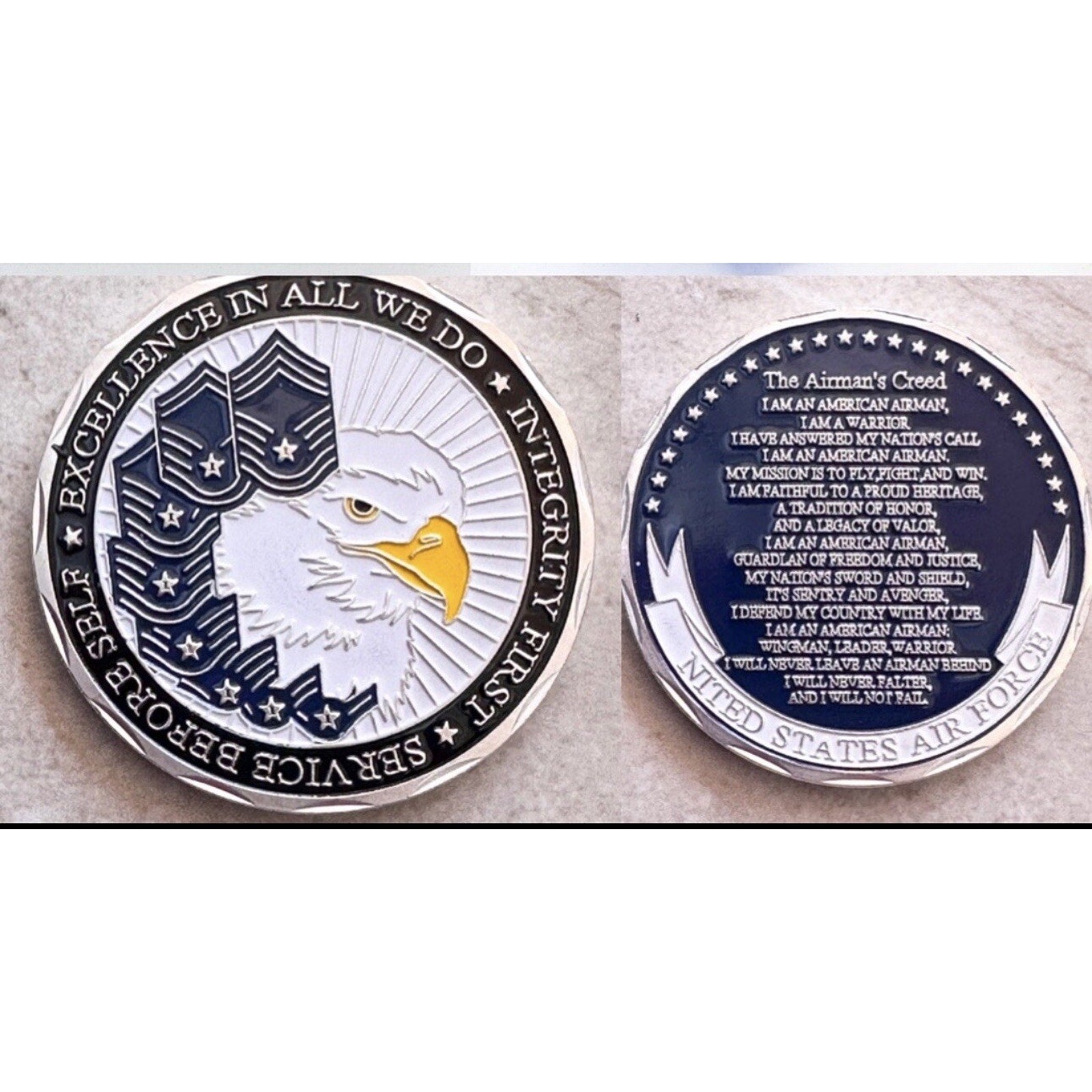 Air Force Challenge Coin Eagle-Pilot Oath Airman's Creed w/ Retirement Award