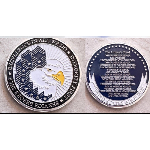 Air Force Challenge Coin Eagle-Pilot Oath Airman's Creed w/ Retirement Award