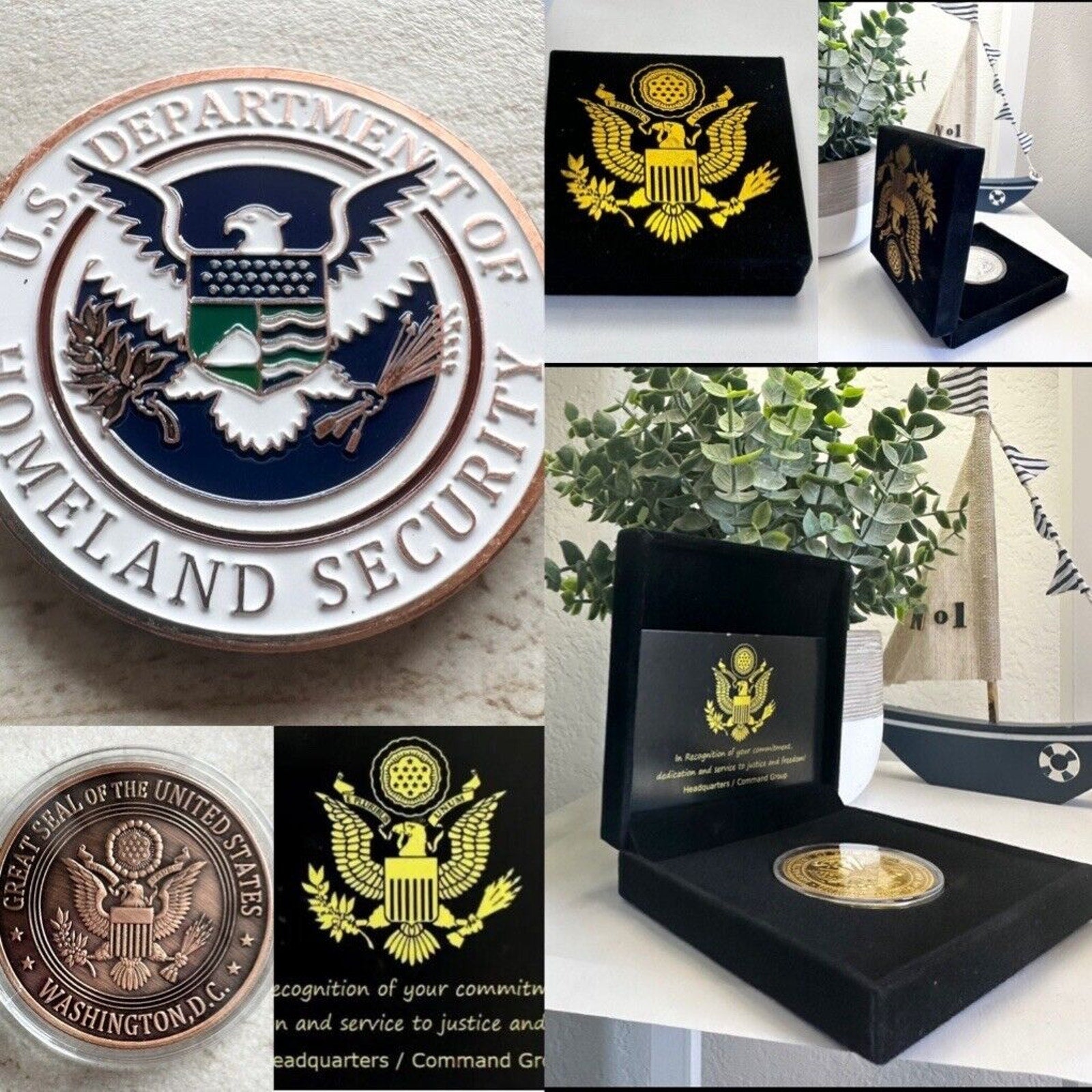 US Department Of Home land Security Challenge Coin With Special Velvet Case