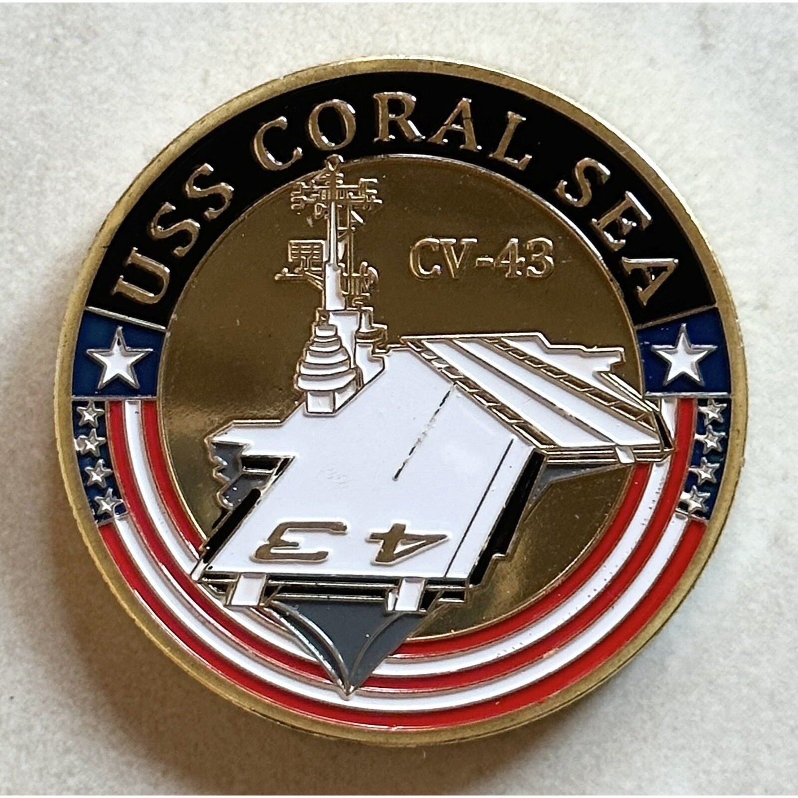 US NAVY - Naval Carrier USS CORAL SEA CV-43 Coin With Retirement Award