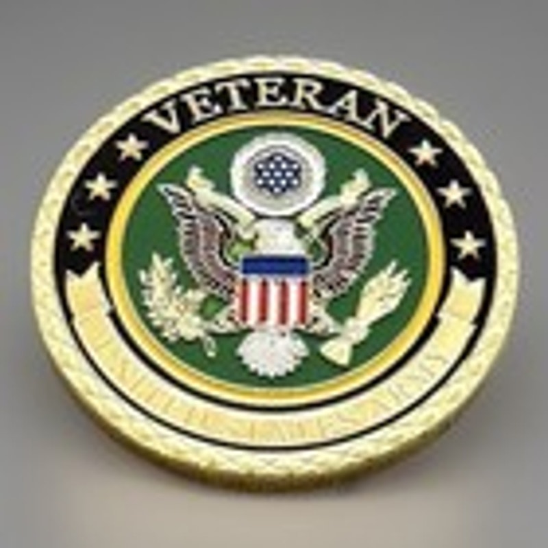 US Army Veteran Challenge Coin Gold. Come With Black Case Retirement Award