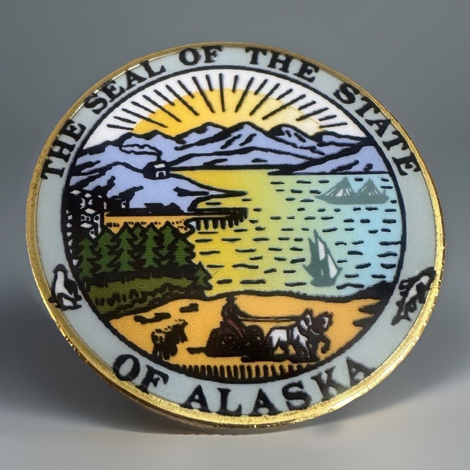ALASKA State Seal Challenge Coin Colorized USA NEW! Come With Blue Velvet Case