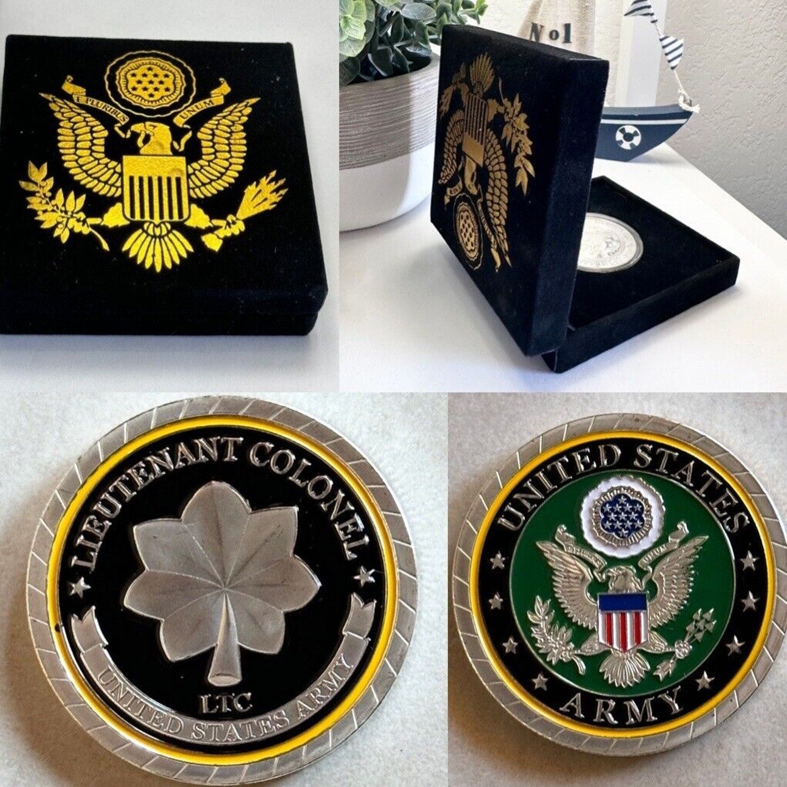 U.S ARMY LIEUTENANT COLONEL LTC Officer RANK CHALLENGE COIN With Velvet Case