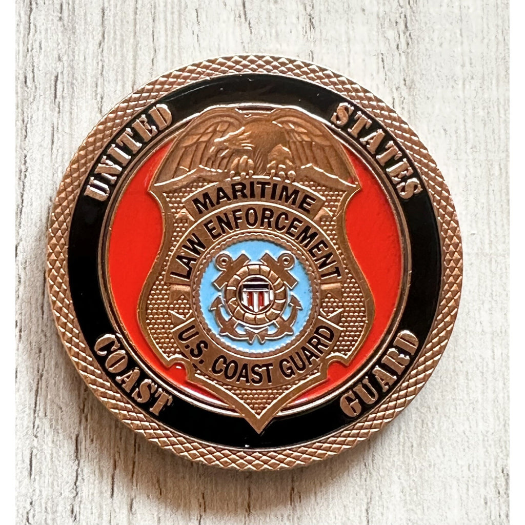 US COAST GUARD MARITIME LAW ENFORCEMENT Challenge Coin w/ Retirement Award