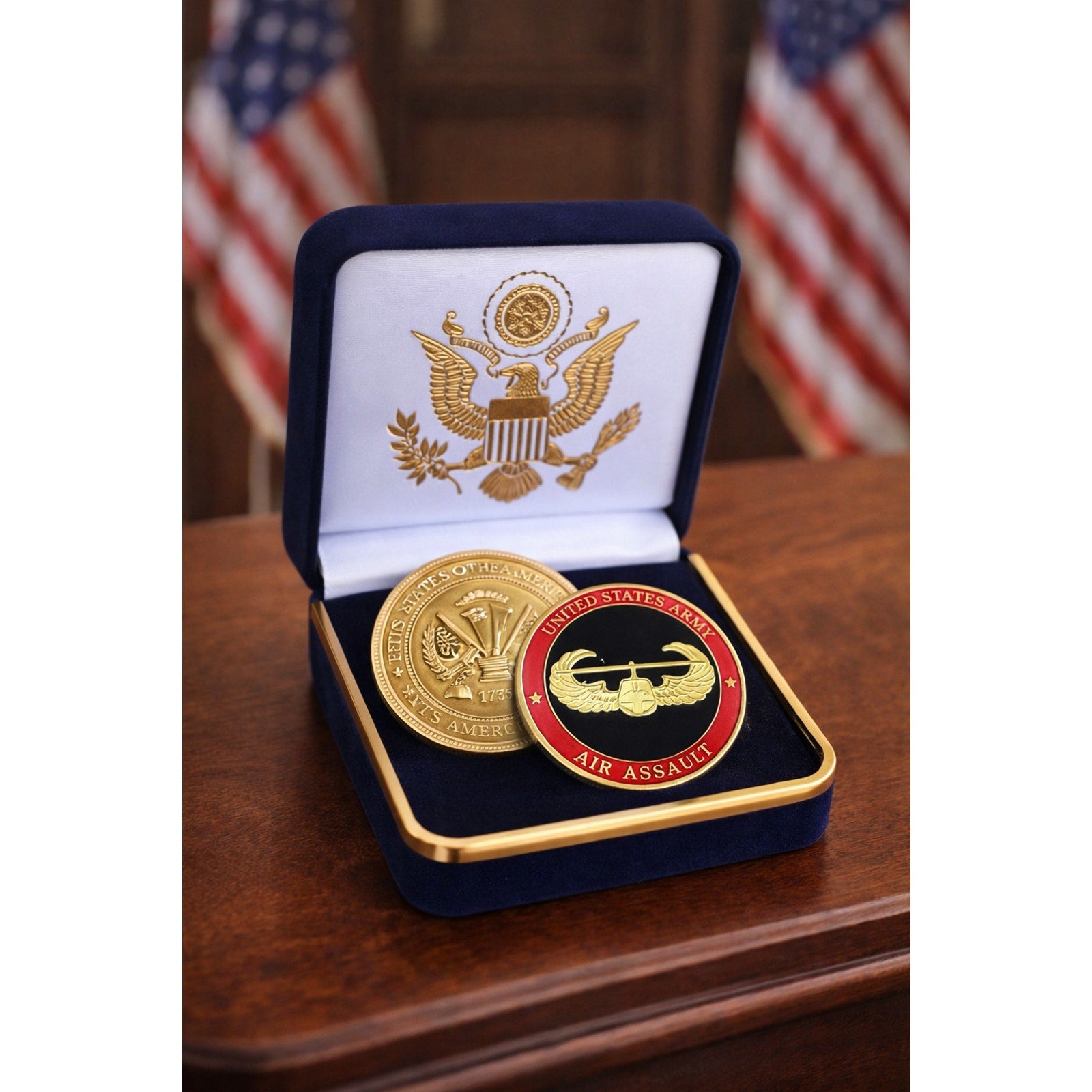 US Army Air Assault Airborne School Challenge Coin with Case ·FAST SHIPPING·