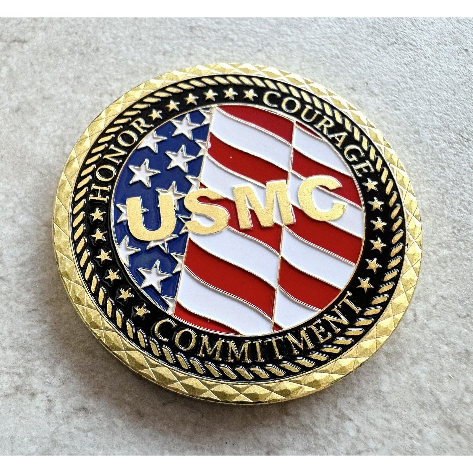 US MARINE CORPS VETERAN Challenge Coin With Retirement Award