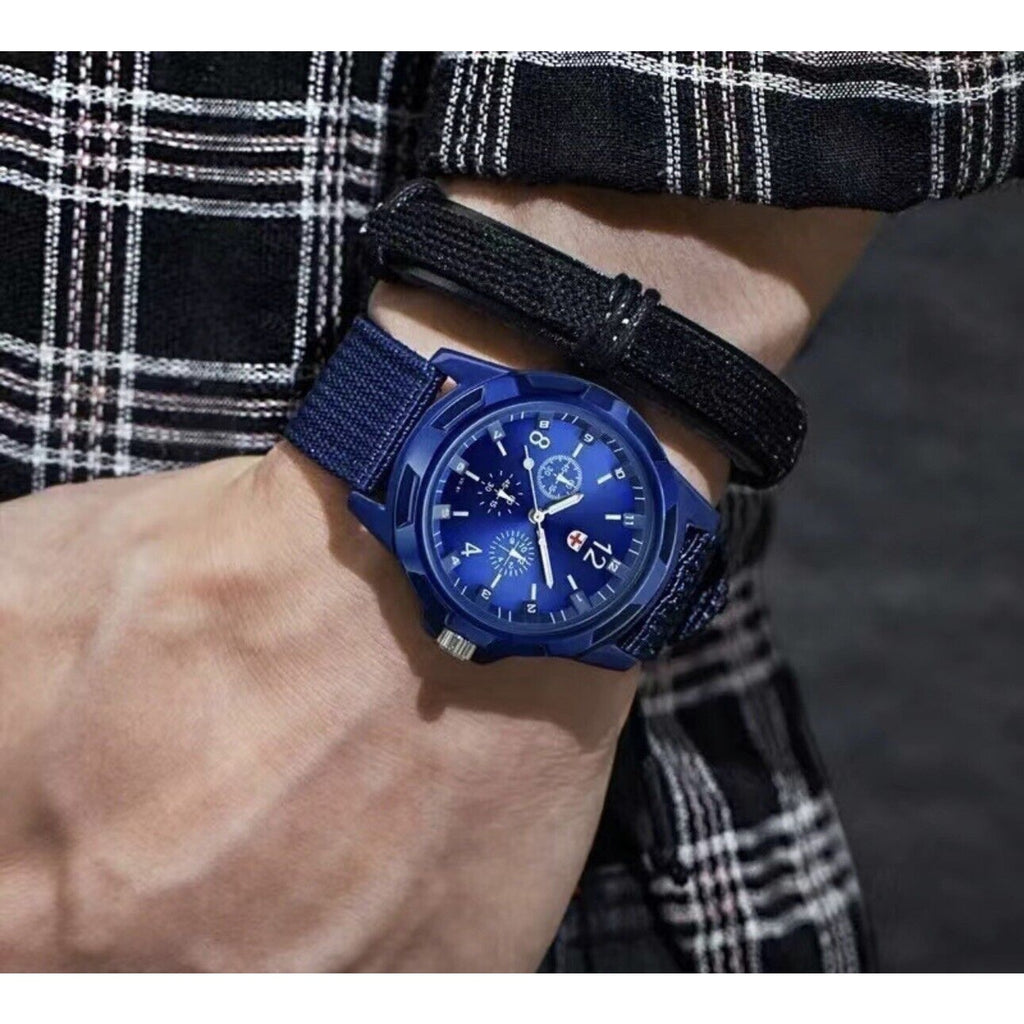 Military Army Men's Quartz Sport Wrist Watch Casual Nylon Canvas Strap
