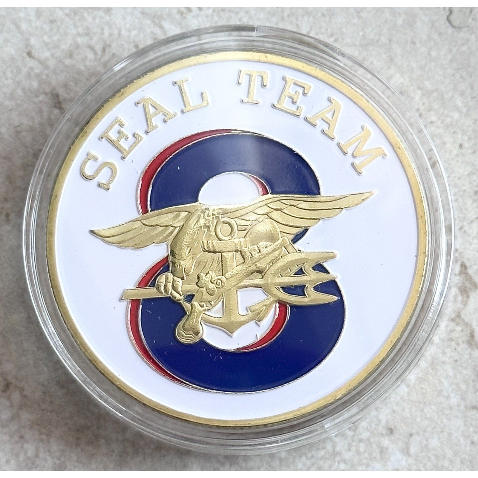 US Navy Seal Team 8 Challenge Coin w/Retirement Award