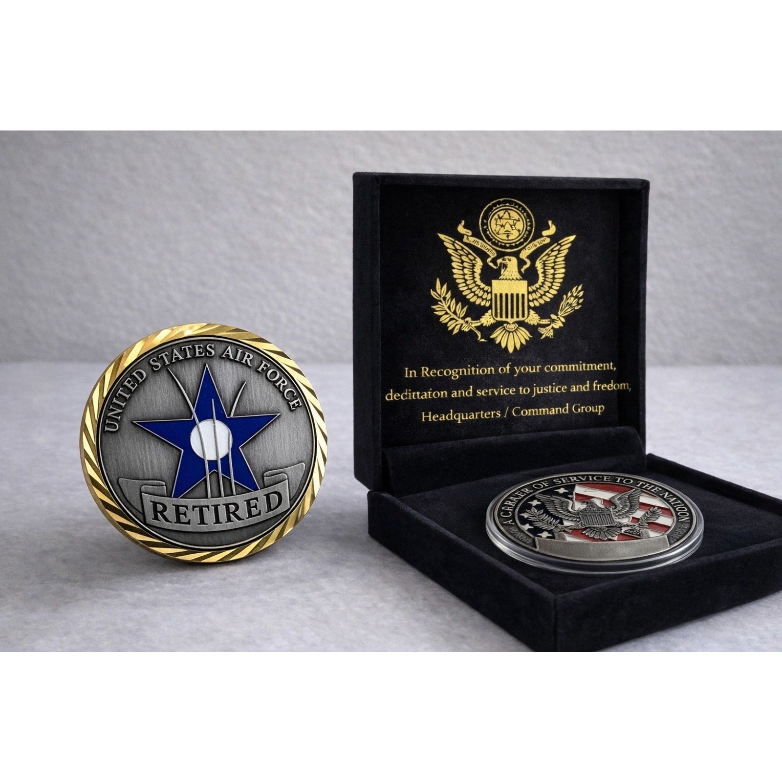 US Air Force USAF Retired . New Fast Shipping. 45mm w/ Achievement Award
