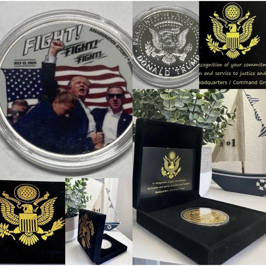 President Donald J. Trump Fight Fight Fight Artwork Coin With Retirement Award