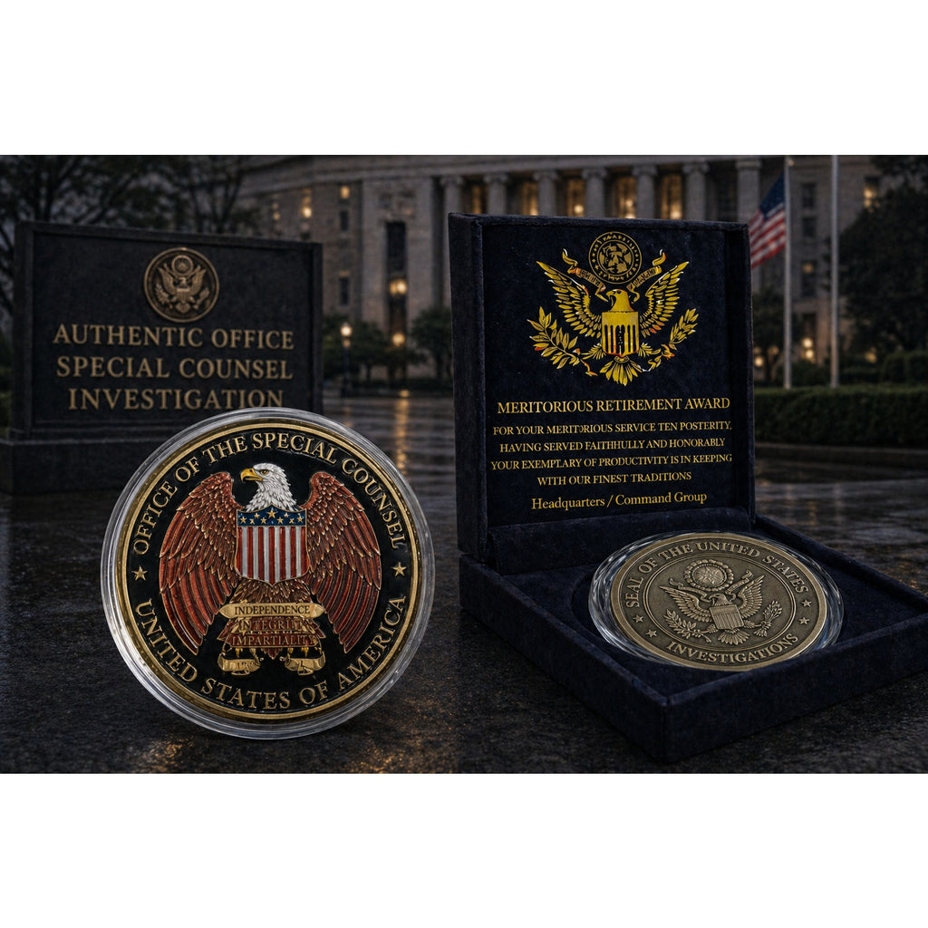 Authentic office speacial counsel Investigation U.S Coin w/ Retirement Award