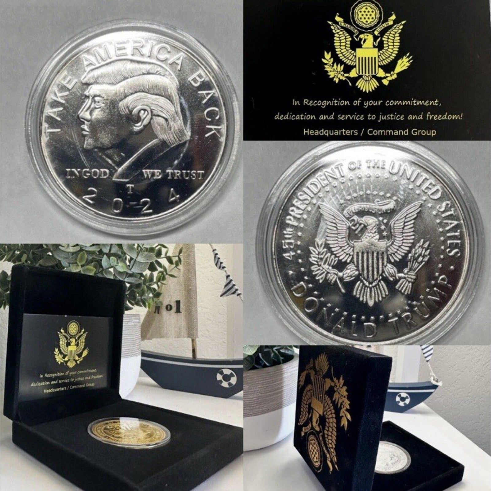 Donald Trump Coin Take America Back SILVER PLATE Coin With Retirement Award
