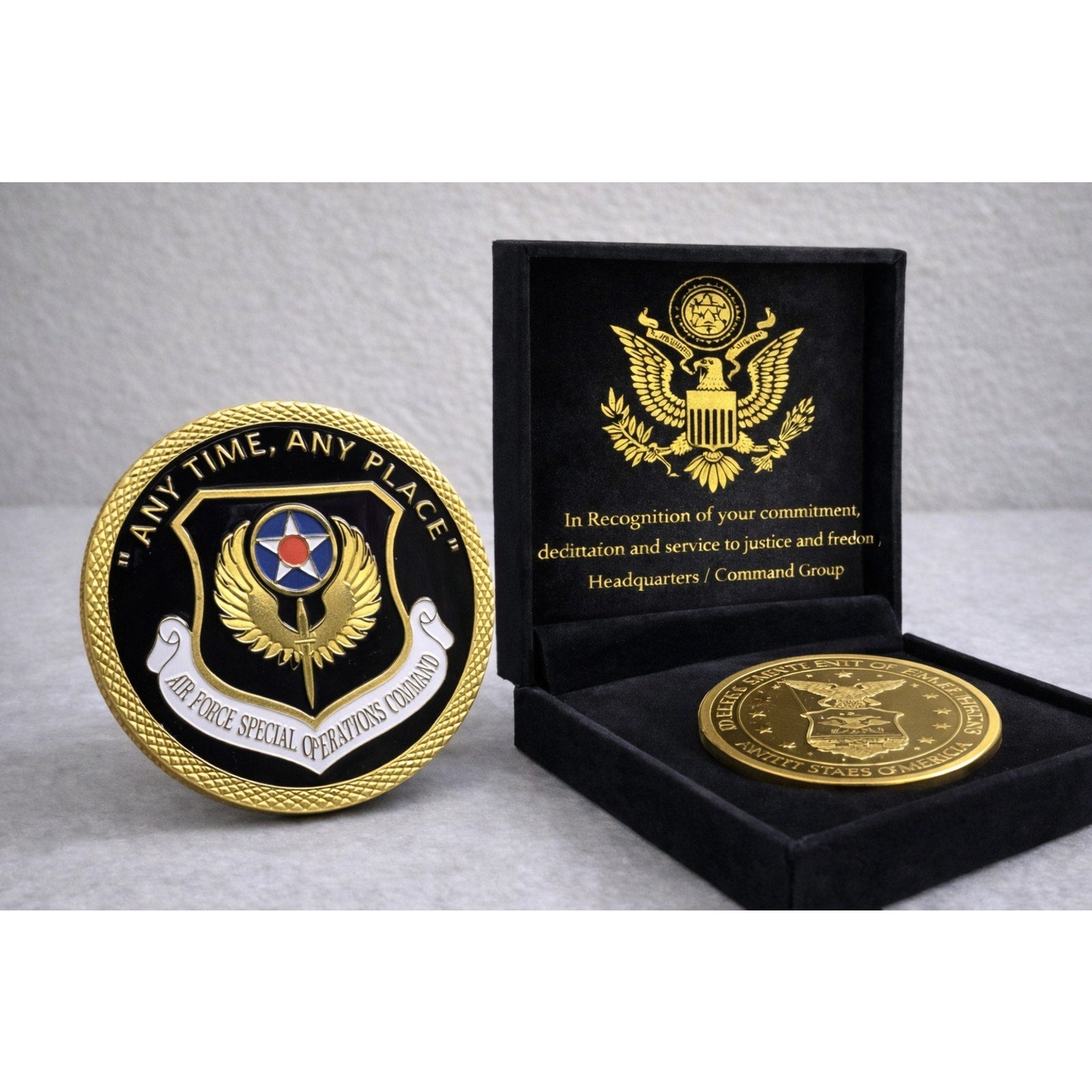 AIR FORCE SPECIAL OPERATIONS COMMAND Challenge Coin w/ Achievement Award