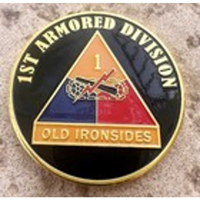 US ARMY 1st ARMORED DIVISION "OLD IRONSIDES" Challenge Coin Keychain