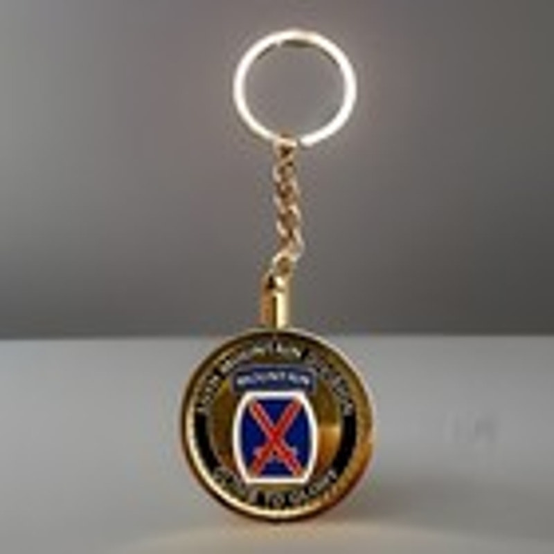 US ARMY TEN INFANTRY 10th MOUNTAIN DIVISION Challenge Coin Keychain