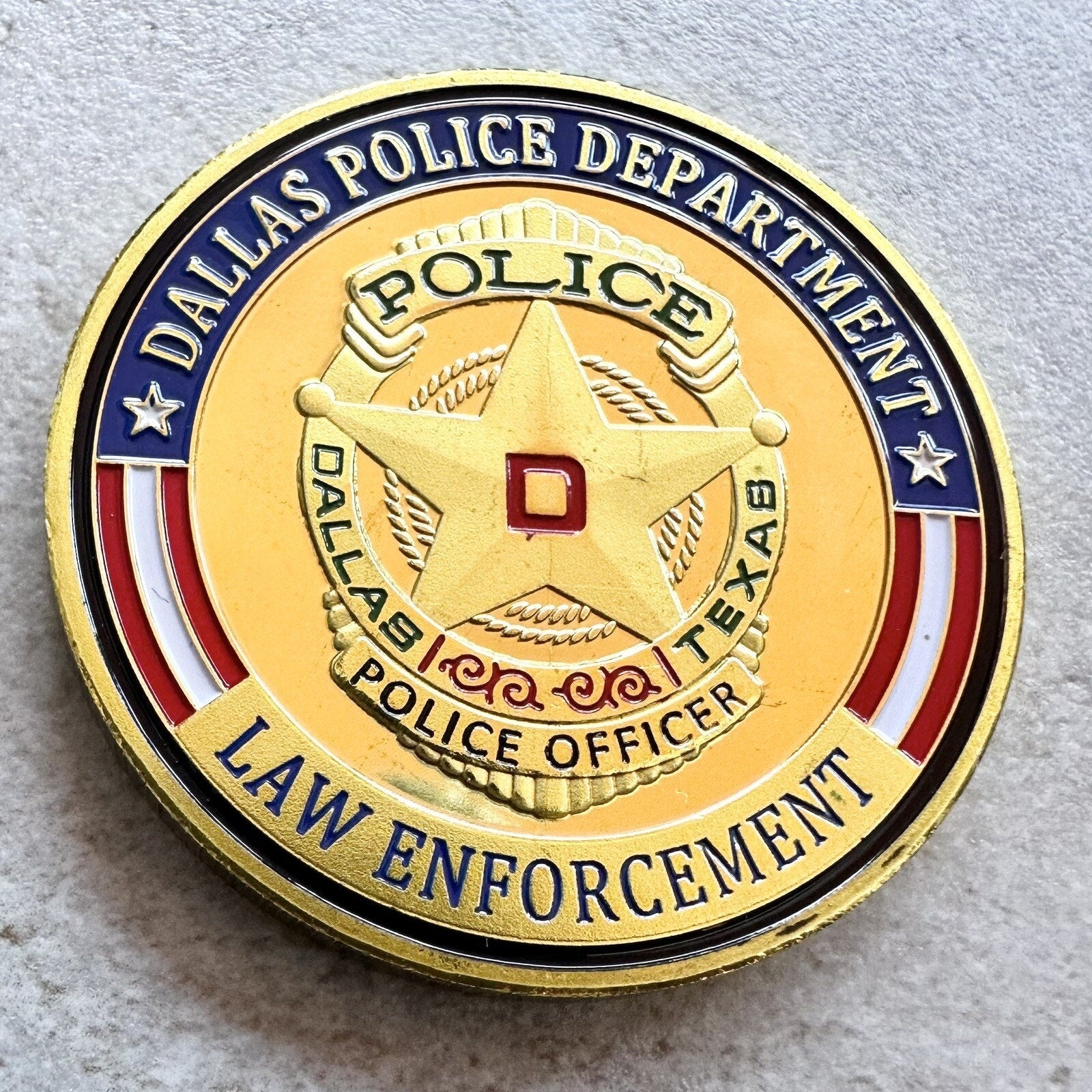 DALLAS TEXAS POLICE DEPARTMENT GOLD FINISH Coin 40mm New W/ Retirement Award