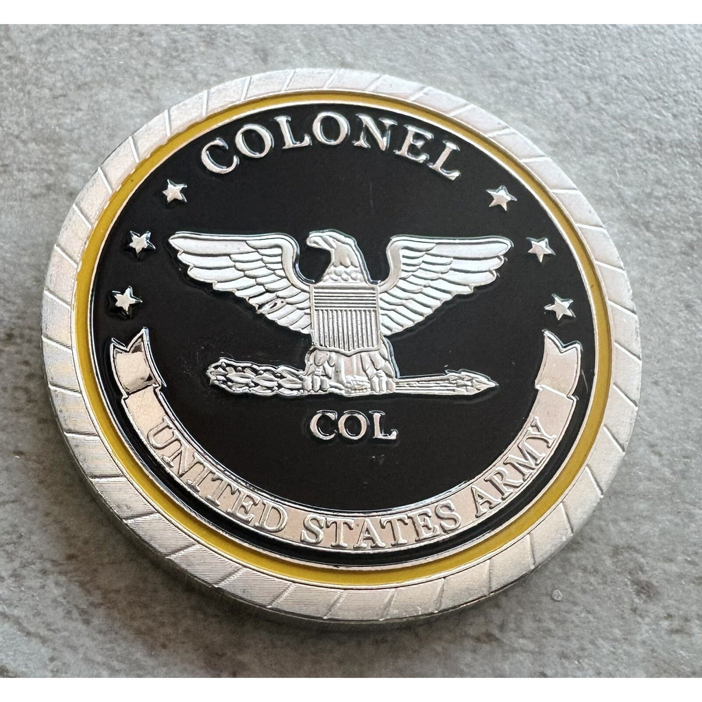 COLONEL ARMY MILITARY CHALLENGE COIN w/ Achievement Award
