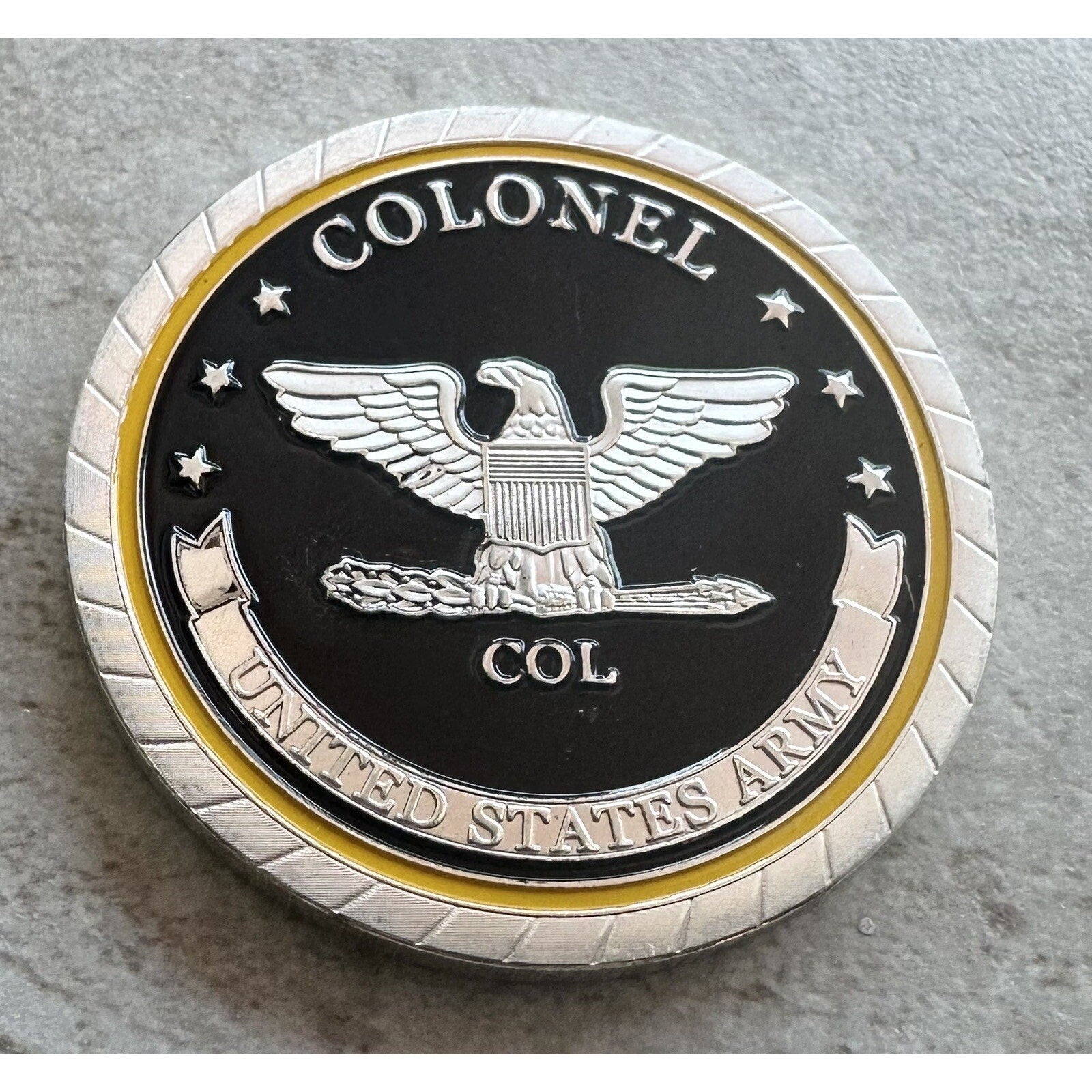COLONEL ARMY MILITARY CHALLENGE COIN w/ Achievement Award