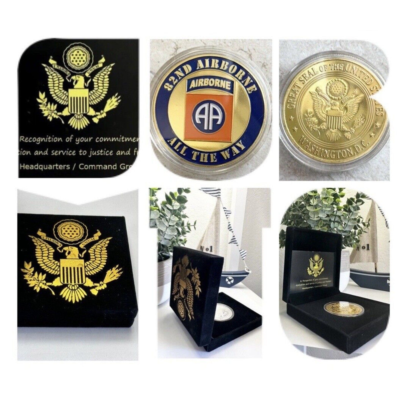 82nd U.S. Army Airborne Challenge Coin USA - With Special Velvet Case