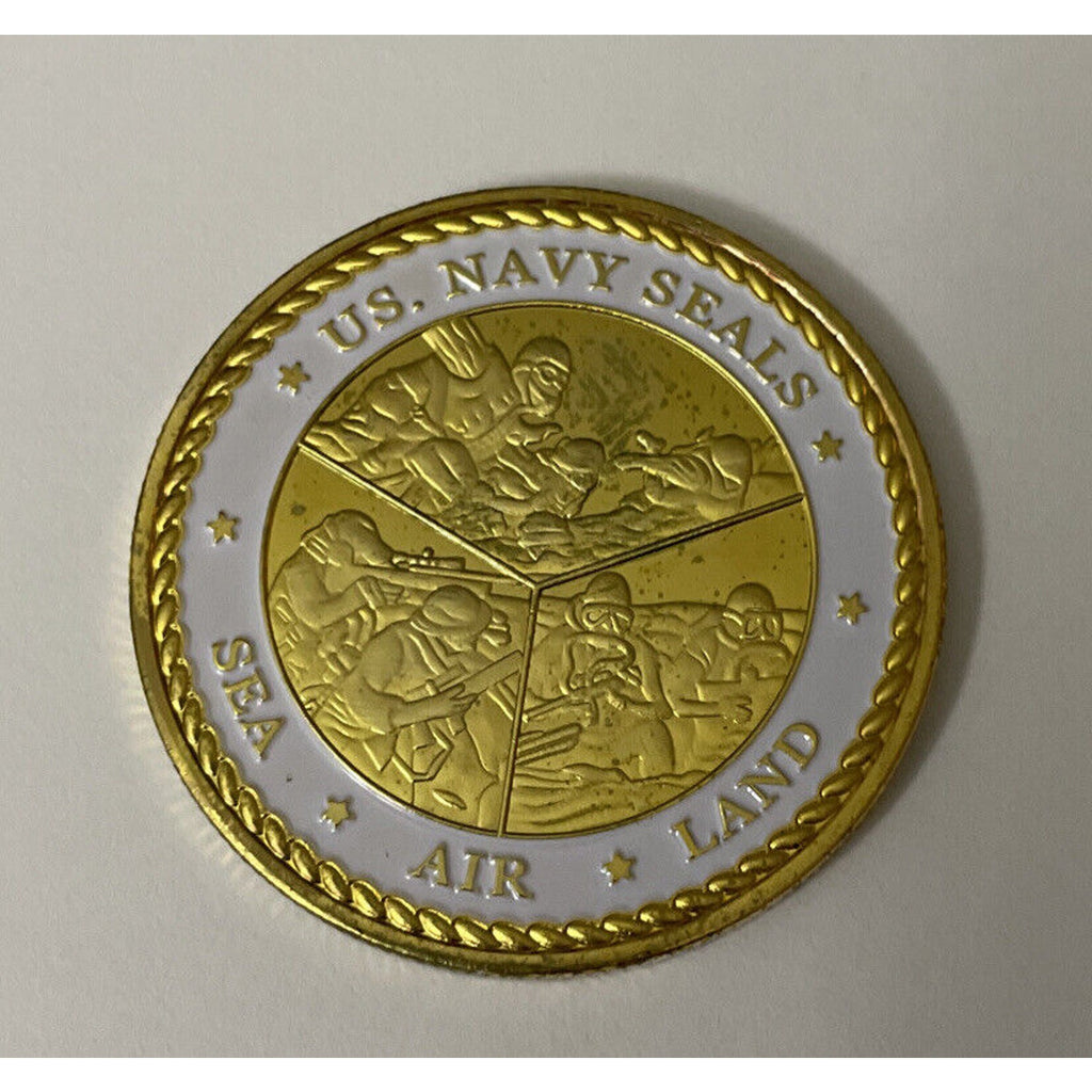 2 Pcs Naval Special Warfare Command US Navy Seals Sea Air Land Challenge Coin