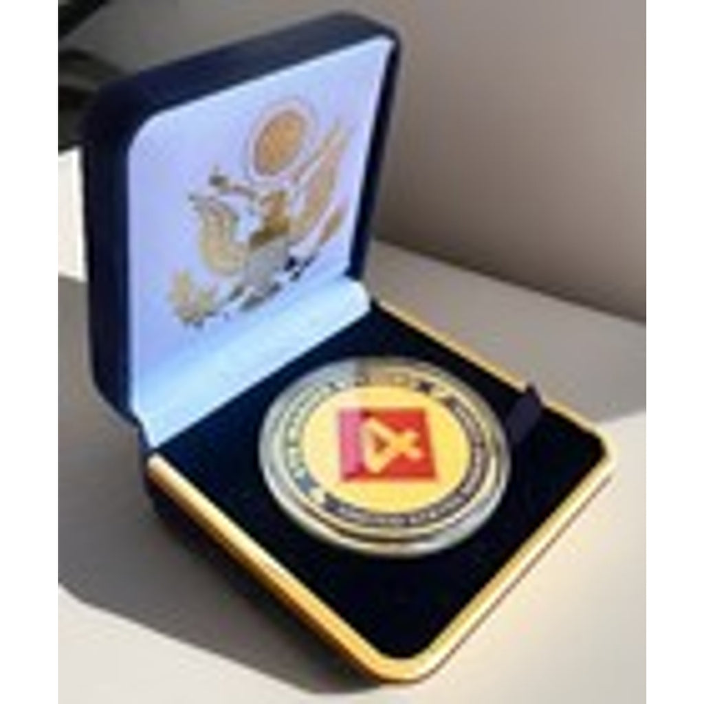 Copied - Us Marine Corps - 4th MARINE DIVISION Challenge Coin With Blue Velvet Case