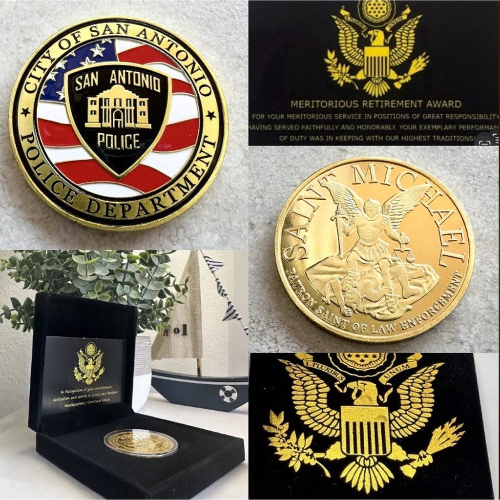 City of San Antonio Police Dept Challenge Coin With Retirement Award