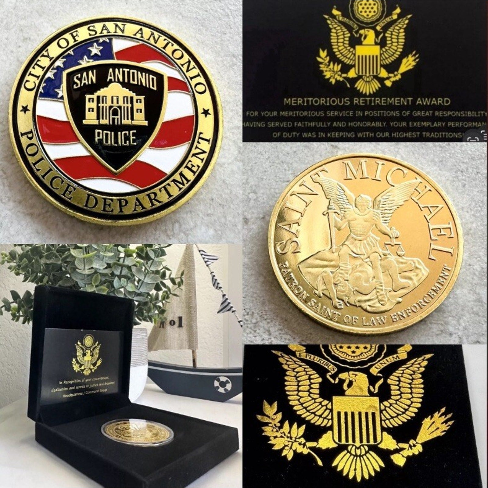 City of San Antonio Police Dept Challenge Coin With Retirement Award