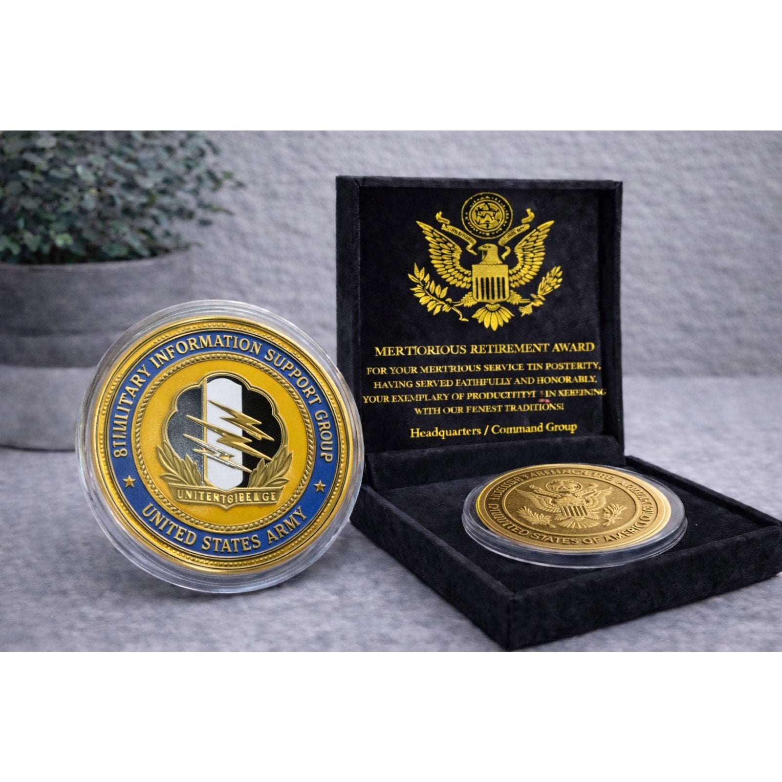 UNITED STATES ARMY 8TH MILITARY INFORMATION SUPPORT GROUP w/ Retirement Award