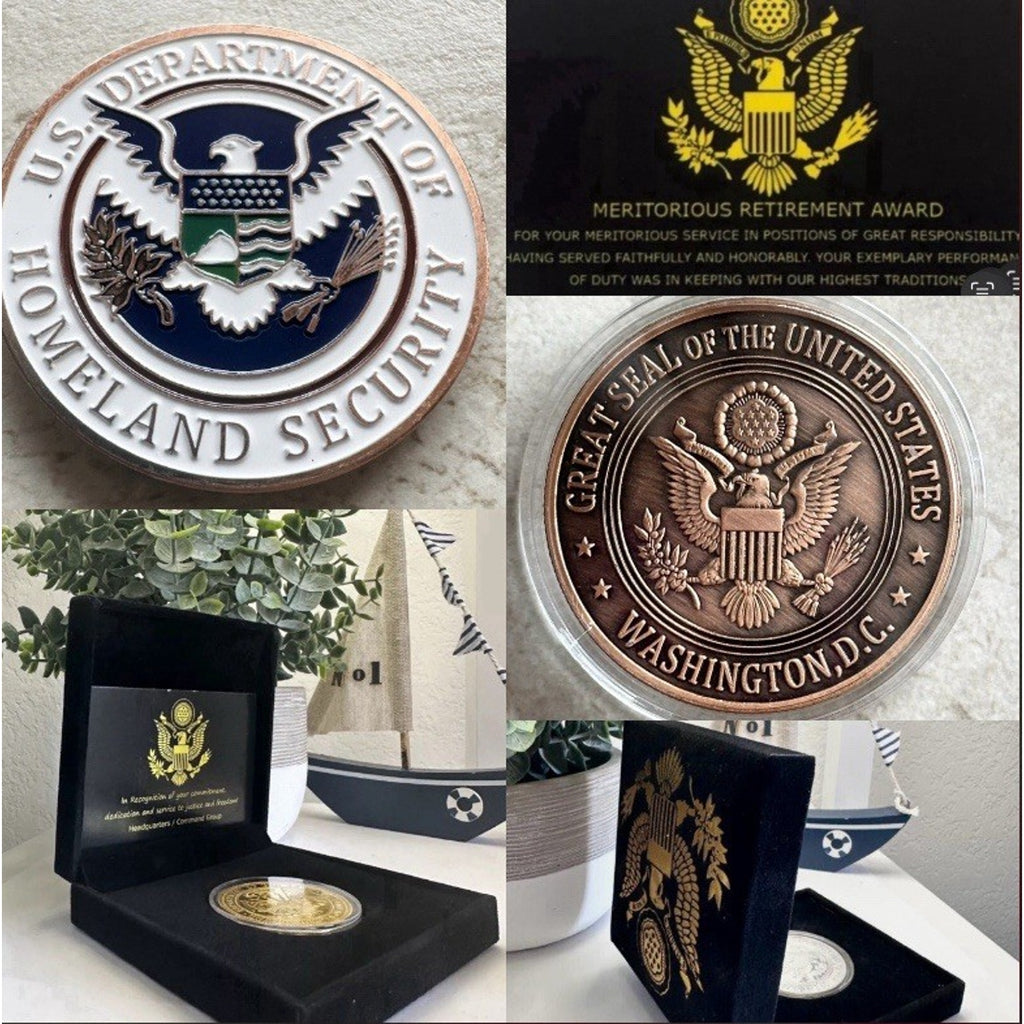 US Department Of Home land Security Challenge Coin With Retirement Award