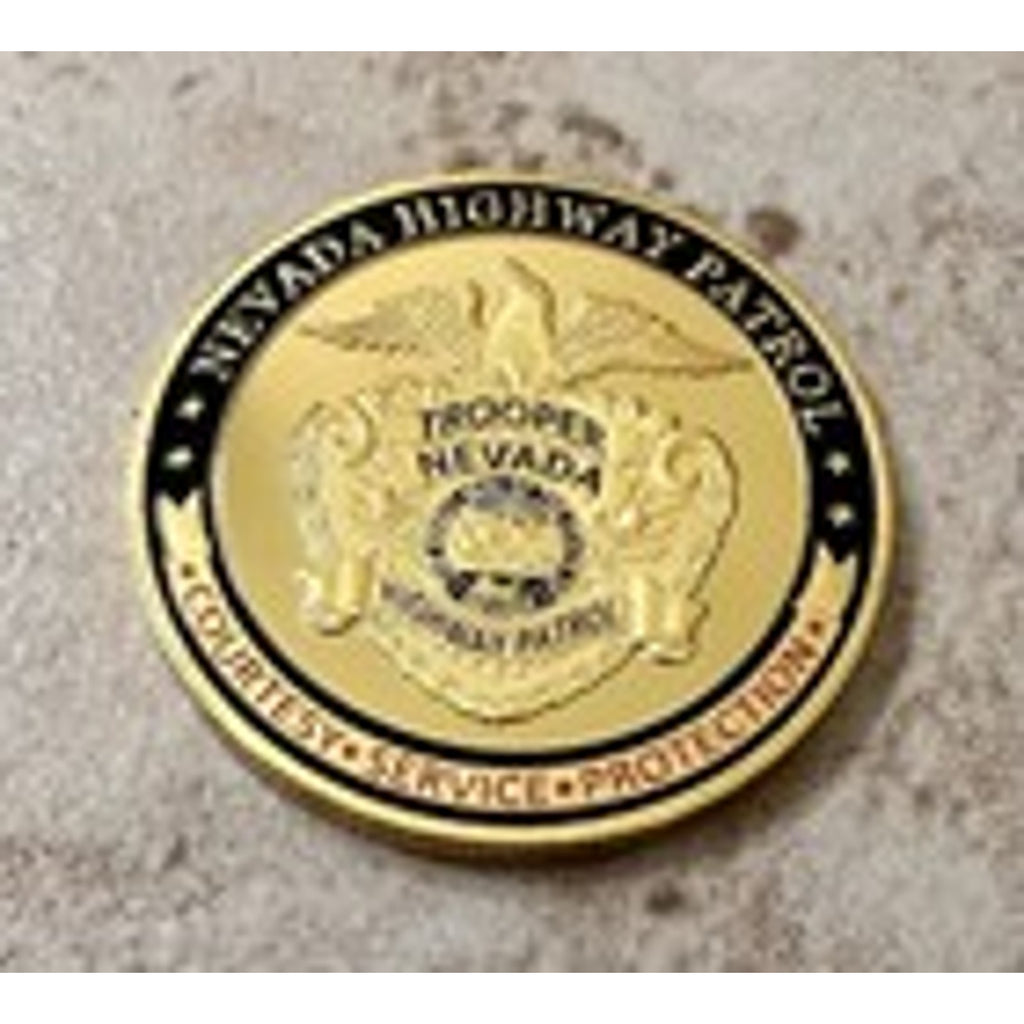 NEVADA HIGHWAY PATROL TROOPER Challenge Coin With Blue Velvet Case