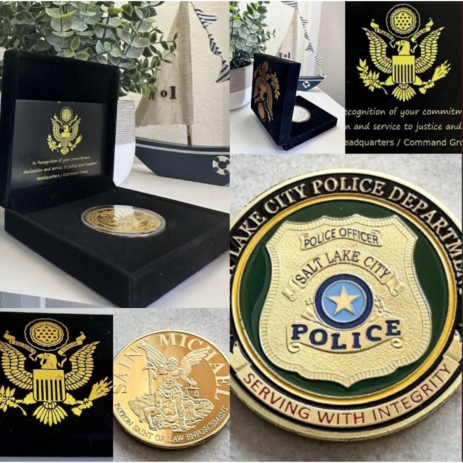 Salt Lake City Police Dept Challenge Coin With Retirement Award