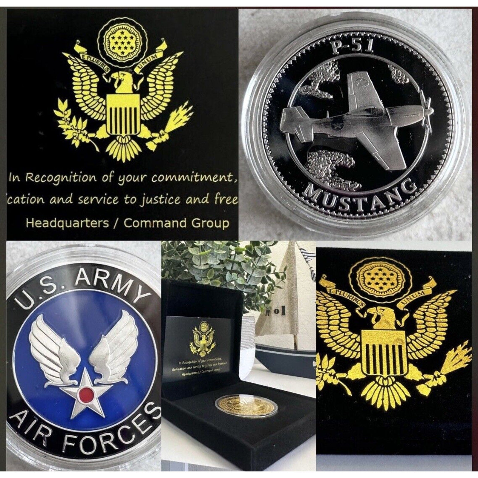 U S ARMY AIR FORCES P-51 MUSTANG Challenge Coin USA