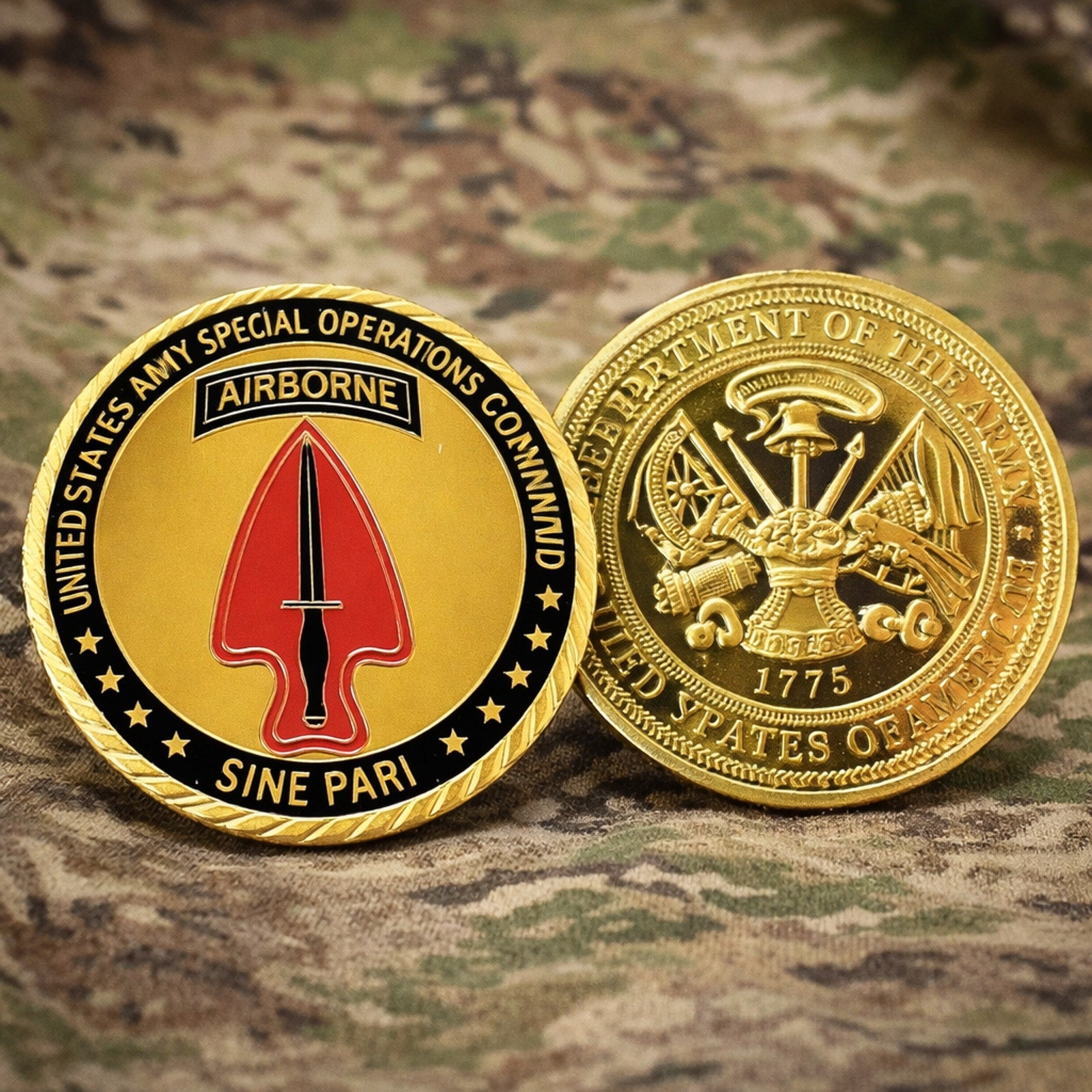 U.S. Army Special Ops Command Airborne Challenge Coin ·FAST SHIPPING· with case