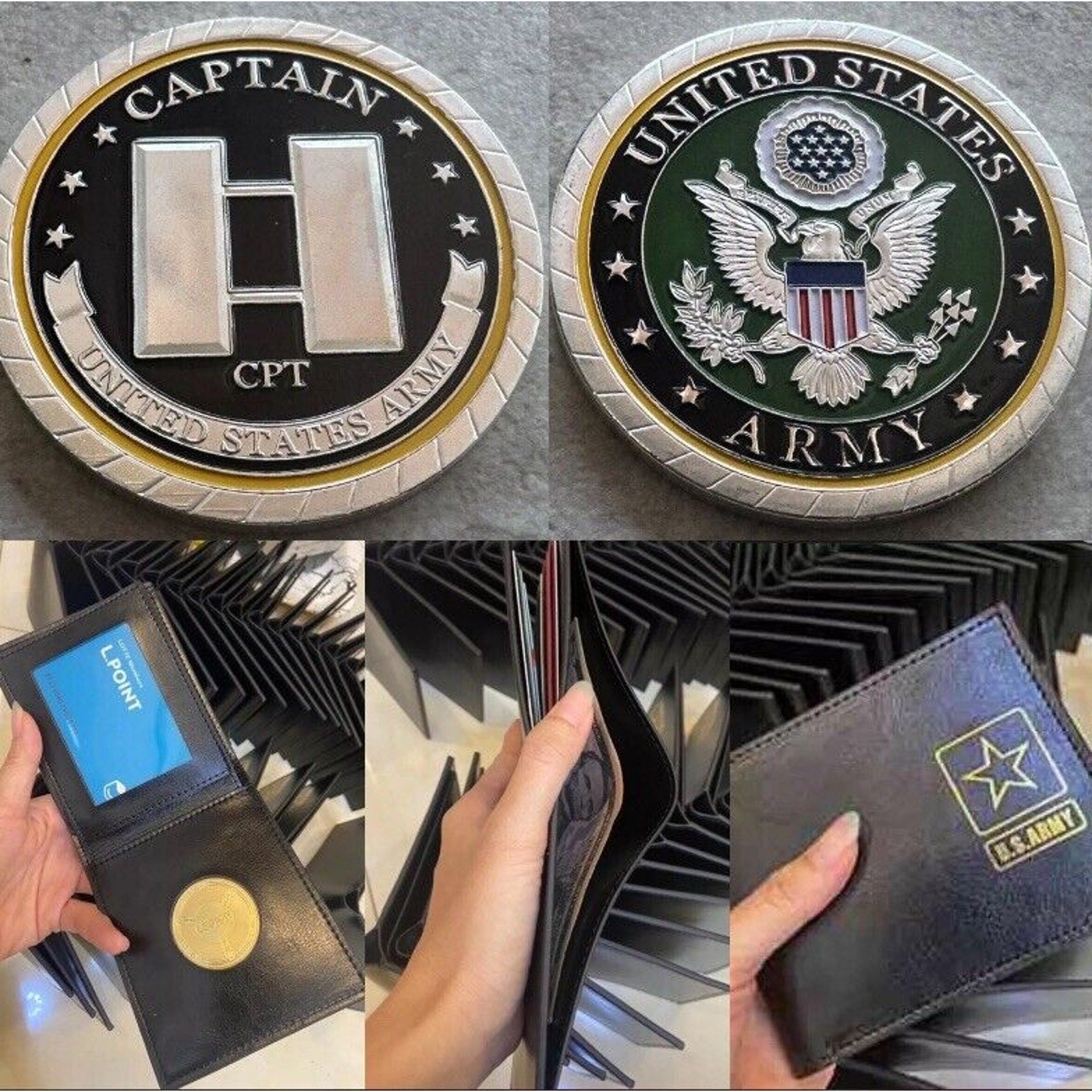 US ARMY CAPTAIN RANK with Credential coin holder wallet
