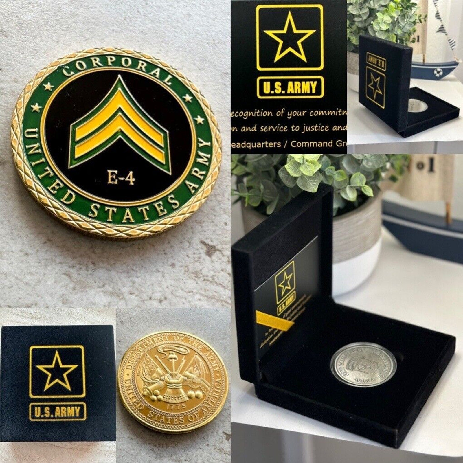 UNITED STATES ARMY - Rank CORPORAL E-4 Challenge Coin With Special Army Case new