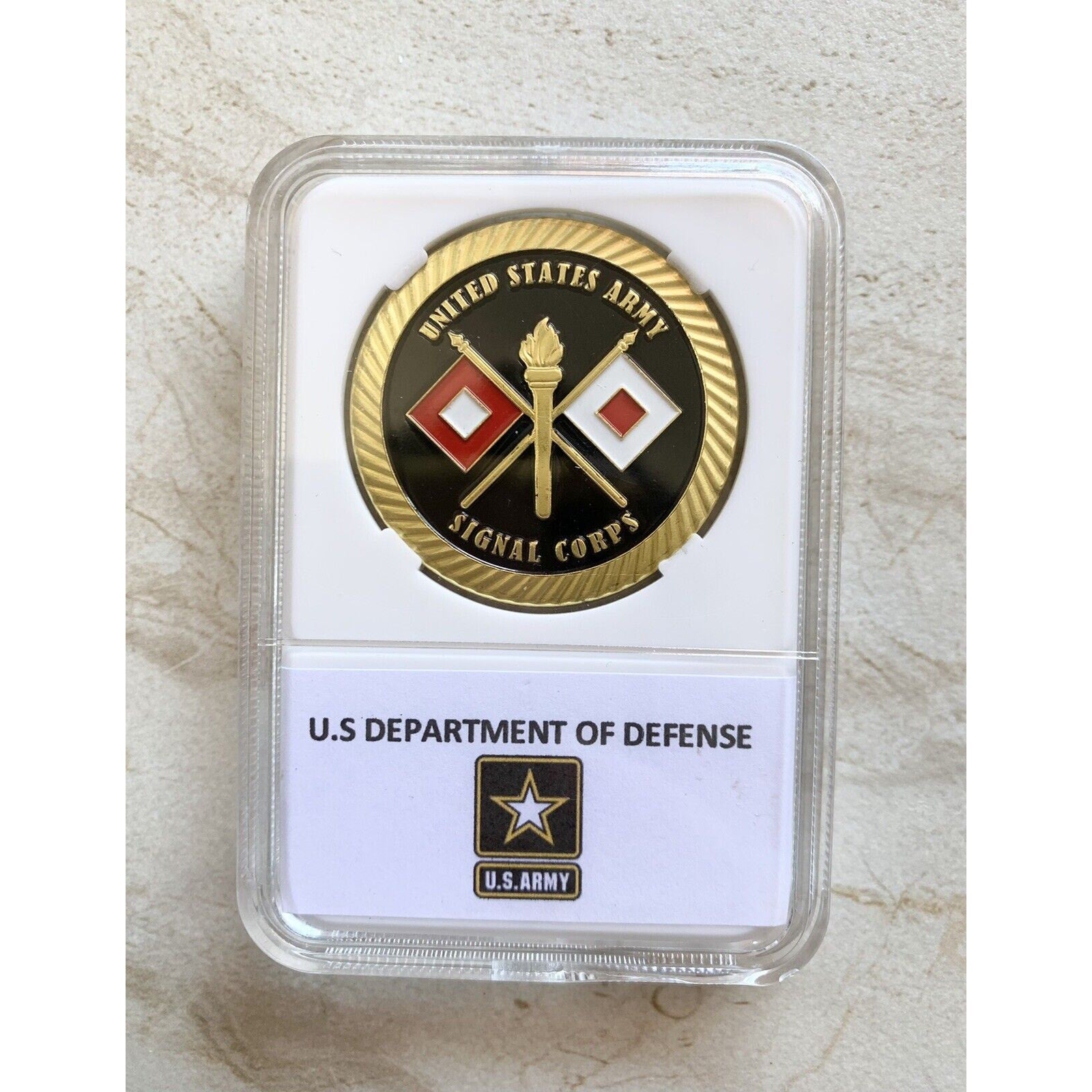 US ARMY SIGNAL CORPS With Wallet Holder Challenge Coin