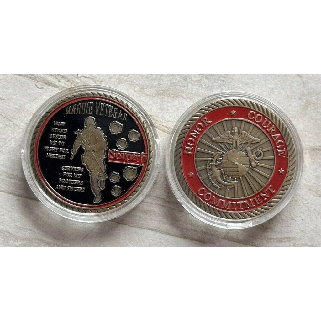 Veterans USMC Semper Fidelis US Marine Corps USMC Coin W/Retirement Award