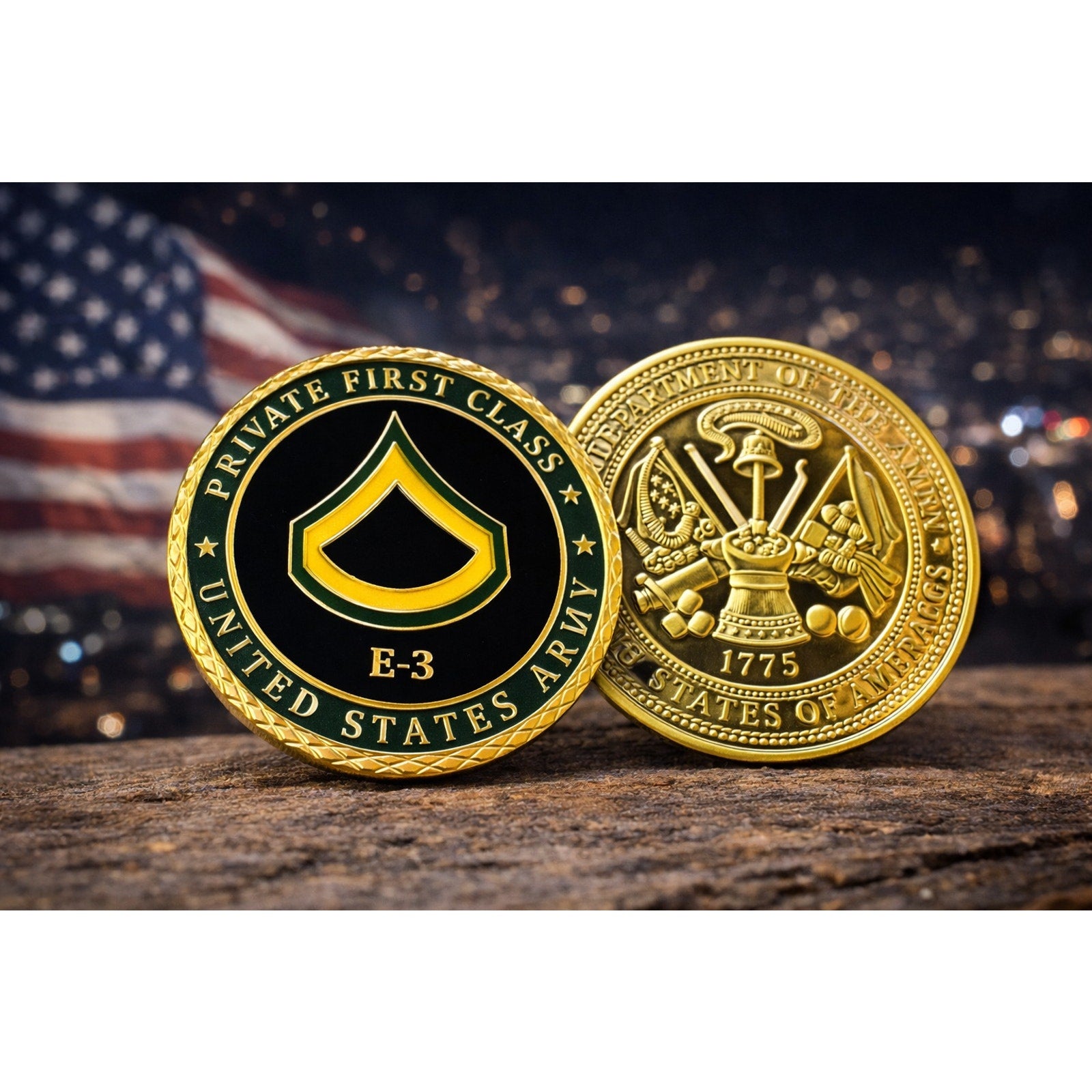 U S ARMY - Rank PRIVATE FIRST CLASS E-3 Challenge Coin ·FAST SHIPPING· ·NEW·