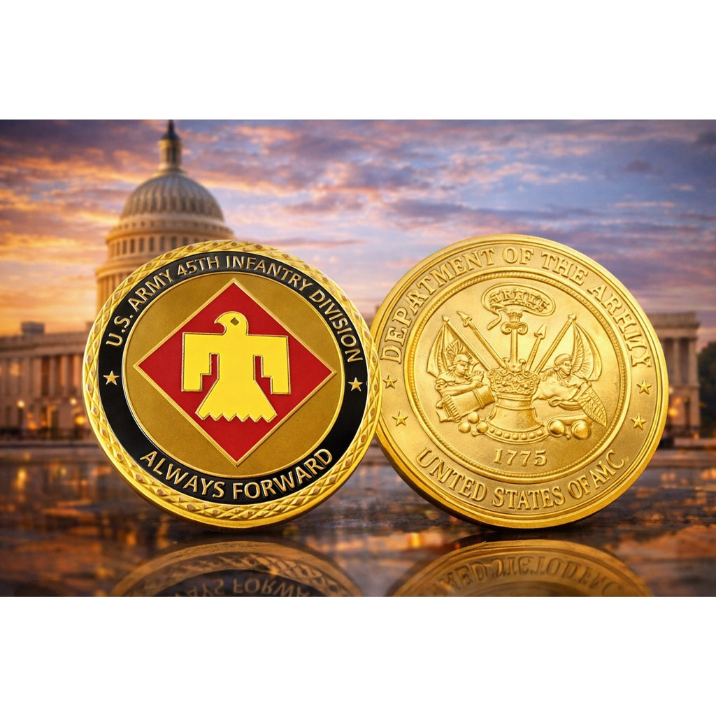 U.S. Army 45th Infantry Division Challenge Coin ·FAST SHIPPING· ·NEW· with case