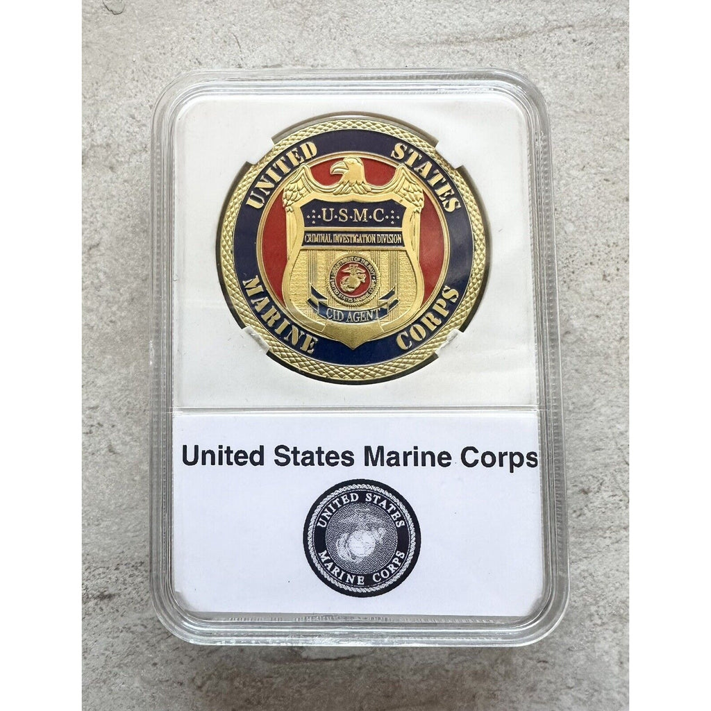USMC MARINE CORPS CID CRIMINAL INVESTIGATION DIVISION Challenge Coin With Case