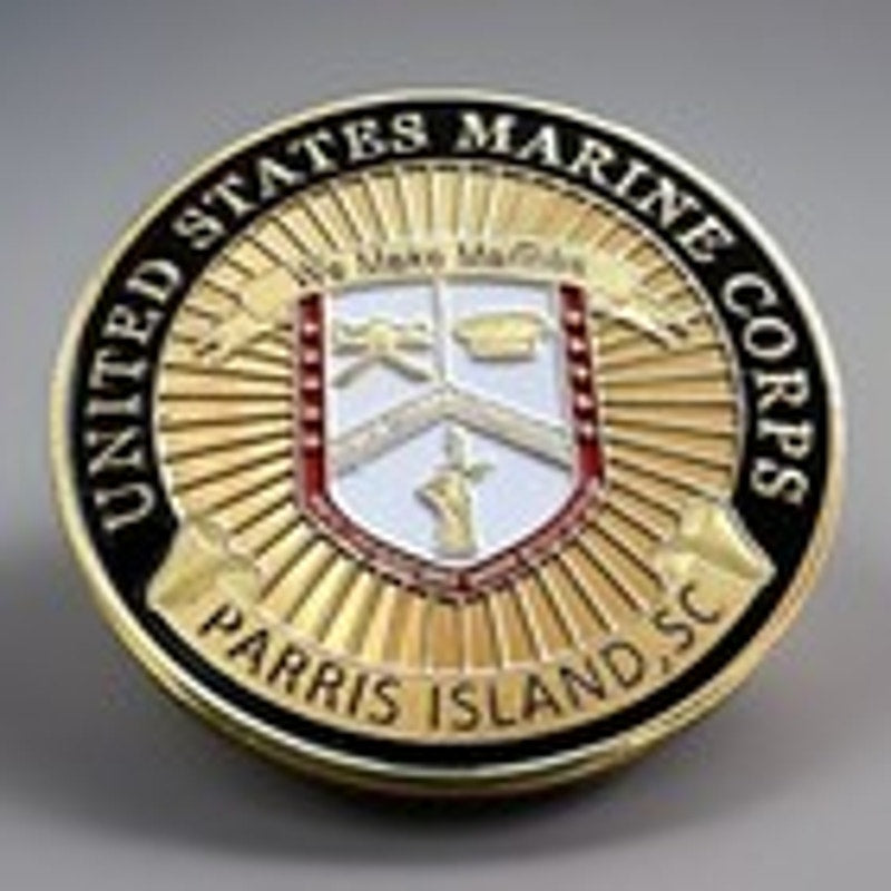 PARRIS ISLAND - USMC RECRUIT DEPOT Challenge Coin USMC Retirement Award.