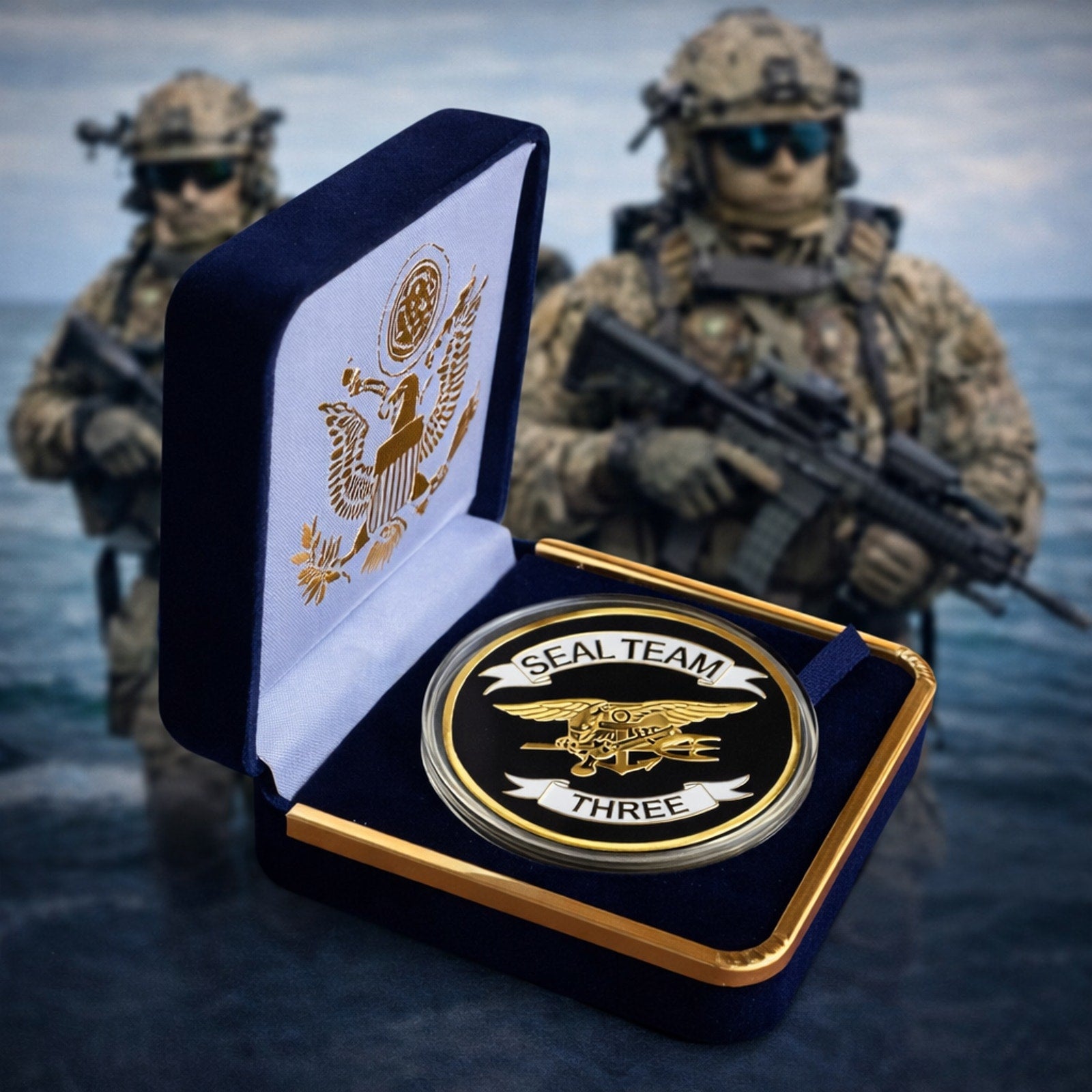US NAVY SEAL TEAM THREE Challenge Coin ·FAST SHIPPING· ·NEW· with case USA