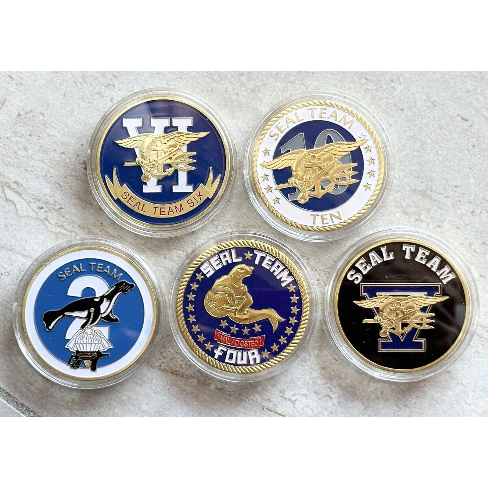 5 PCS Seal Team Two, Four, Five, Six, Ten US NAVY NAVAL Special Operations SF