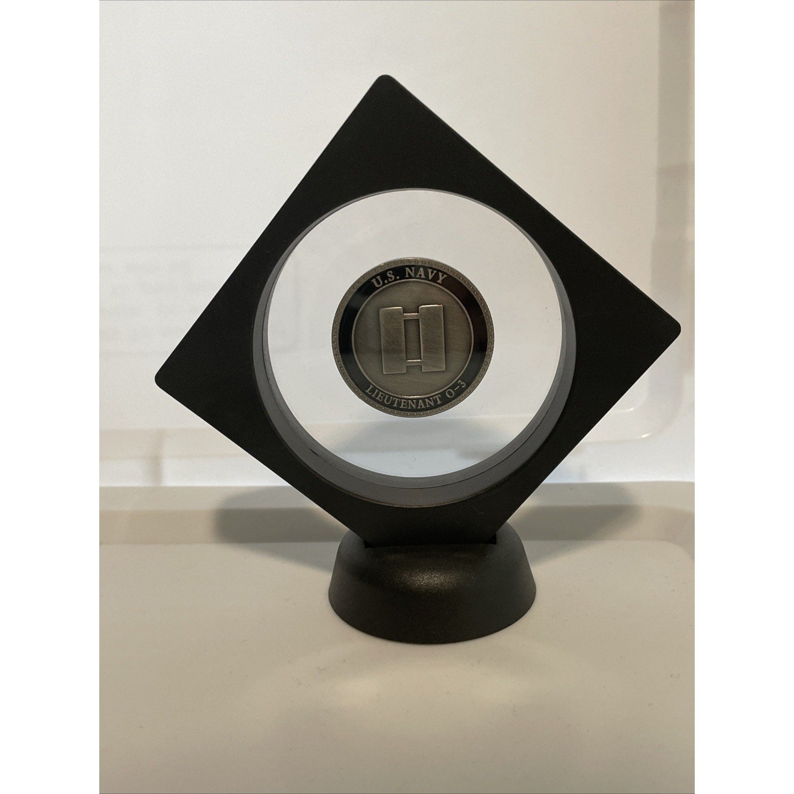 Is Navy Lieutenant 0-3 Coin w/ Black 3D Case/Stand
