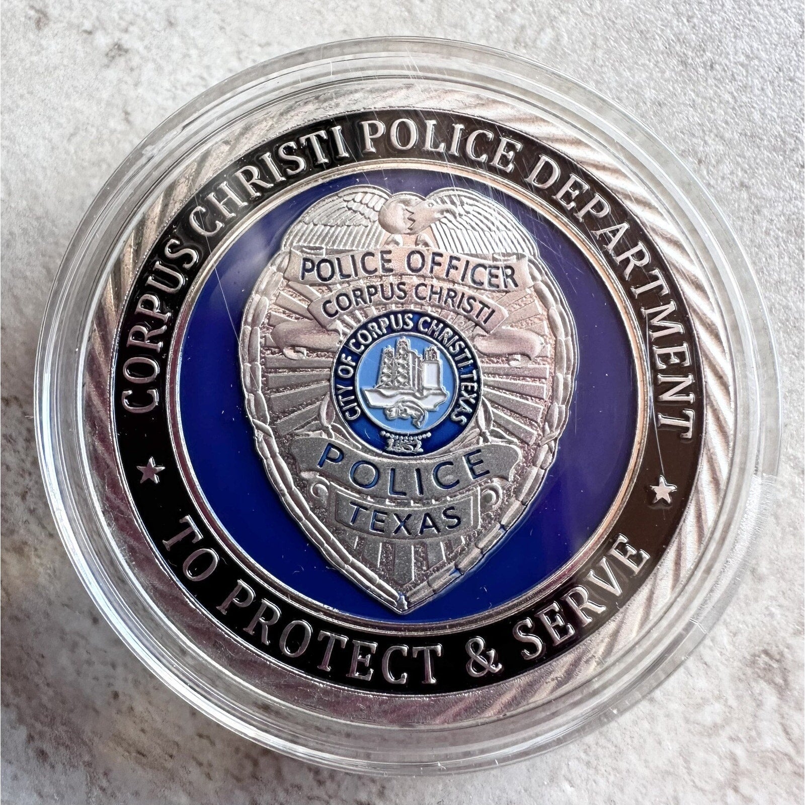 CITY OF CORPUS CHRISTI POLICE DEPT CHALLENGE COIN w/ Retirement Award